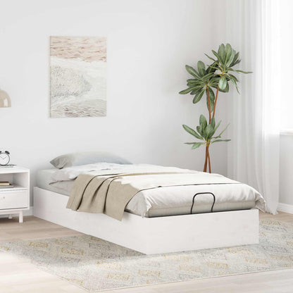 Ottoman Bedframe met Opslag Wit 100 x 200 cm Massief grenenhout