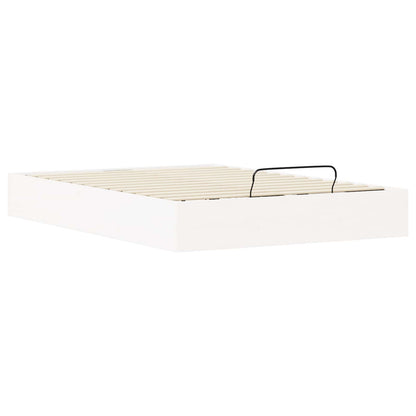 Ottoman Bedframe met Opslag Wit 135 x 190 cm Massief grenenhout