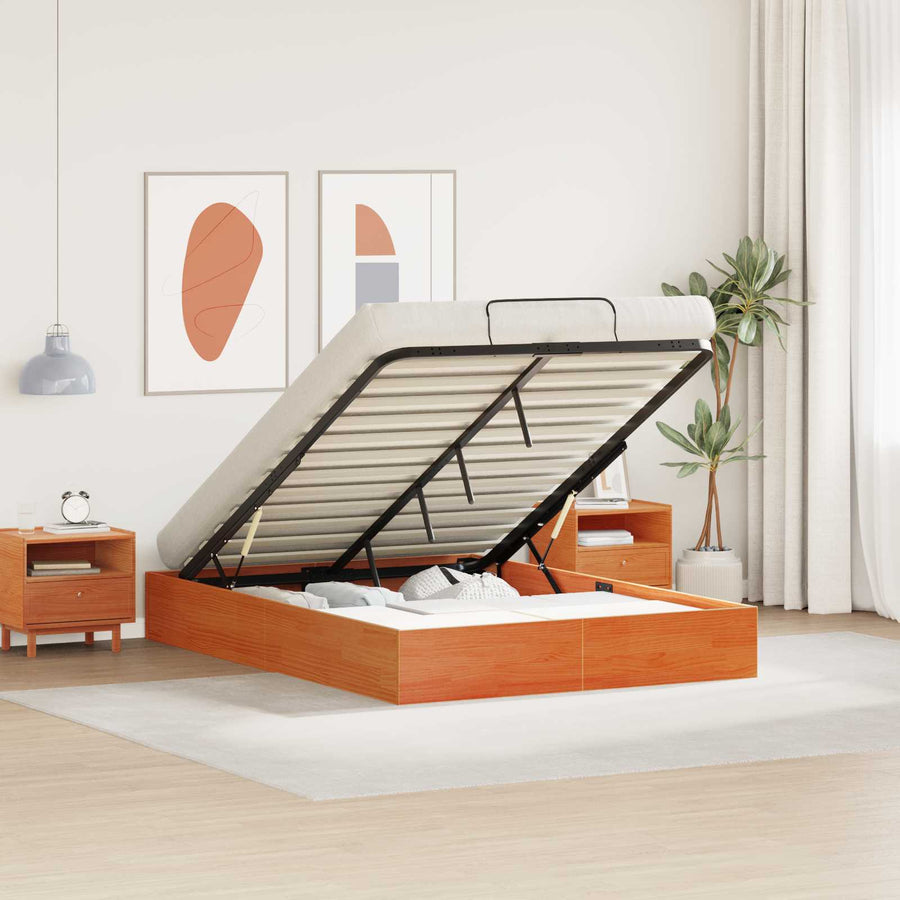 Ottoman Bedframe met Opslag Waskleur Bruin 135 x 190 cm