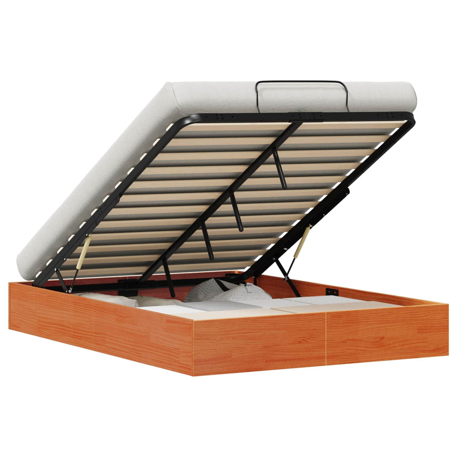 Ottoman Bedframe met Opslag Waskleur Bruin 135 x 190 cm