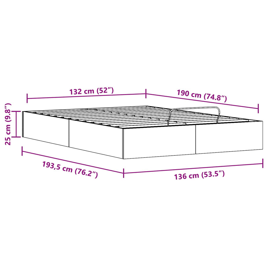 Ottoman Bedframe met Opslag Waskleur Bruin 135 x 190 cm