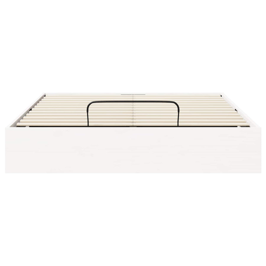 Ottoman Bedframe met Opslag Wit 140 x 190 cm Massief grenenhout