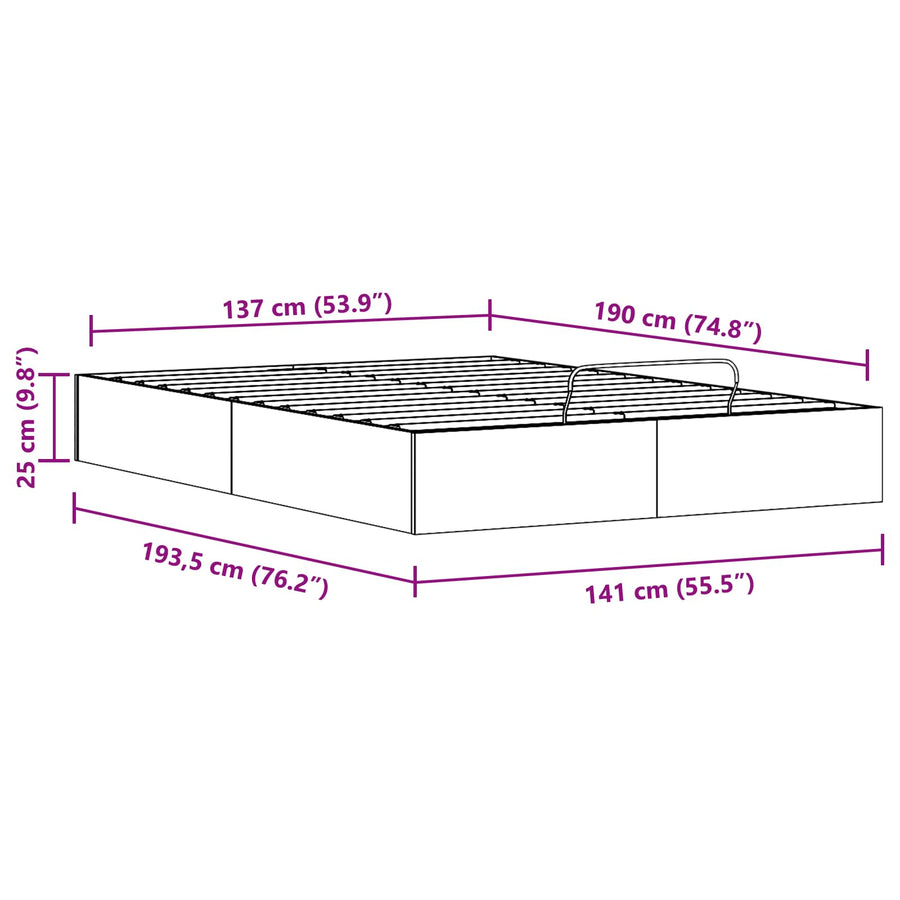 Ottoman Bedframe met Opslag Wit 140 x 190 cm Massief grenenhout
