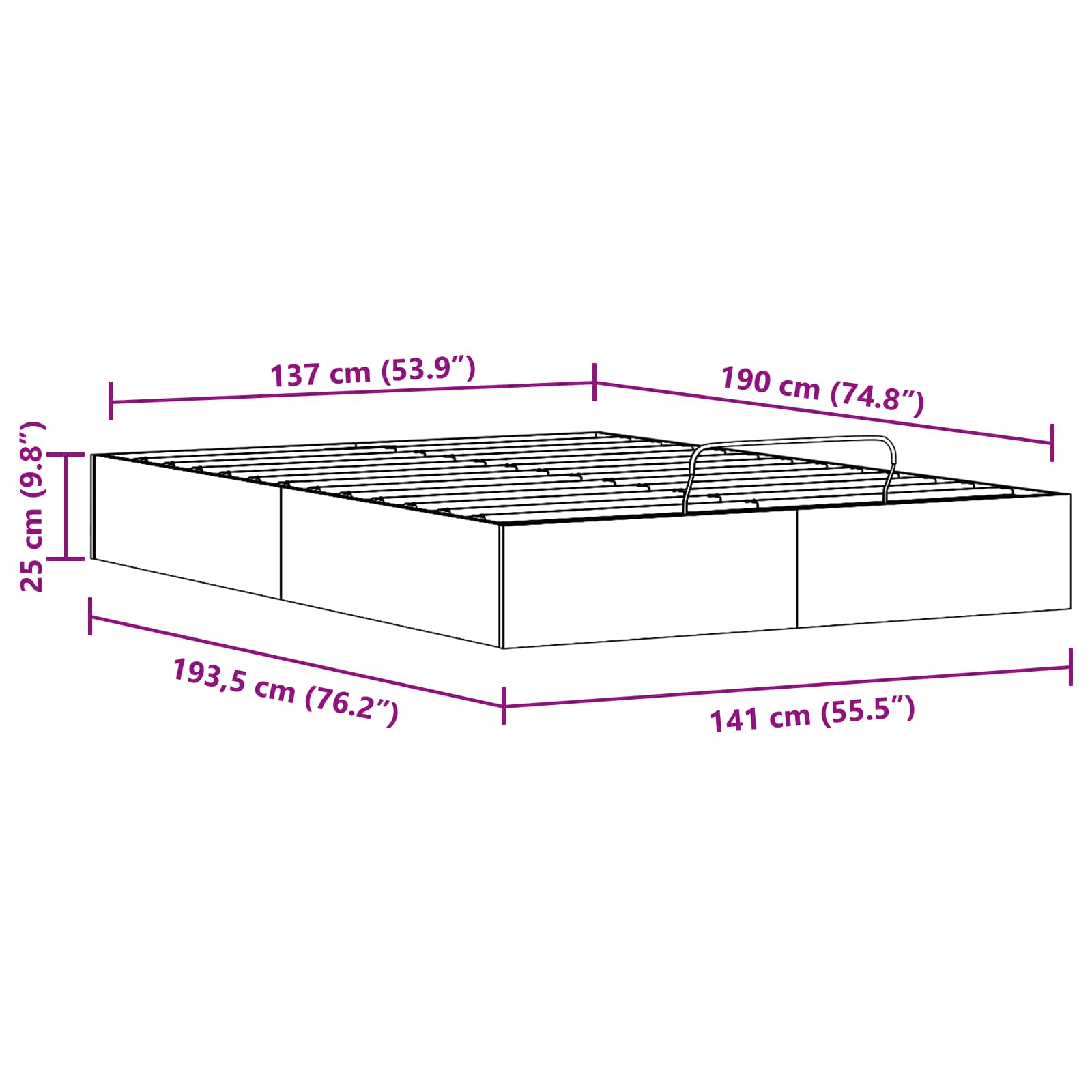 Ottoman Bedframe met Opslag Waskleur Bruin 140 x 190 cm