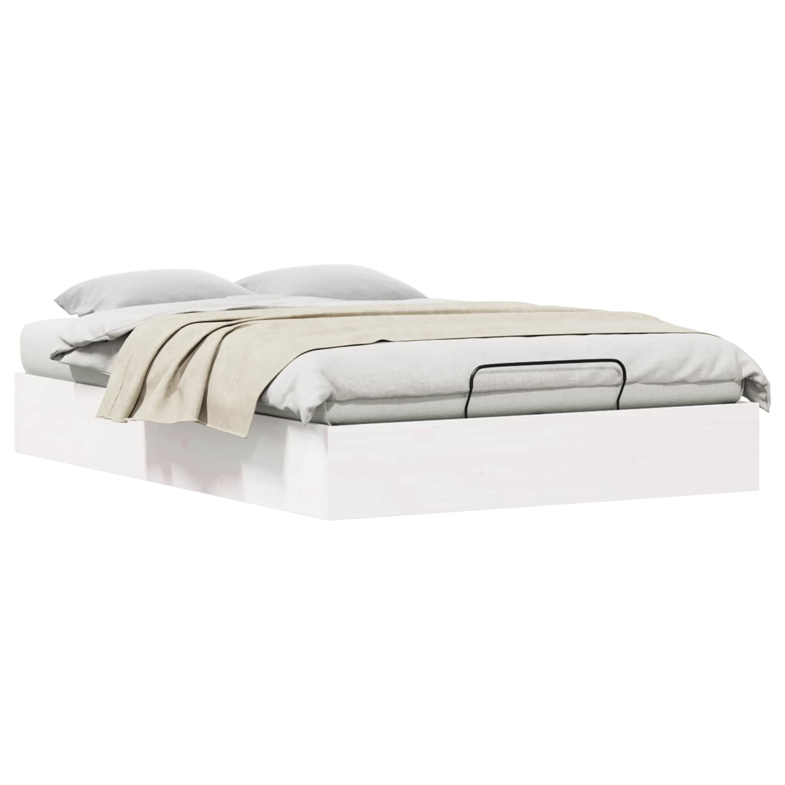 Ottoman Bedframe met Opslag Wit 120 x 200 cm Massief grenenhout