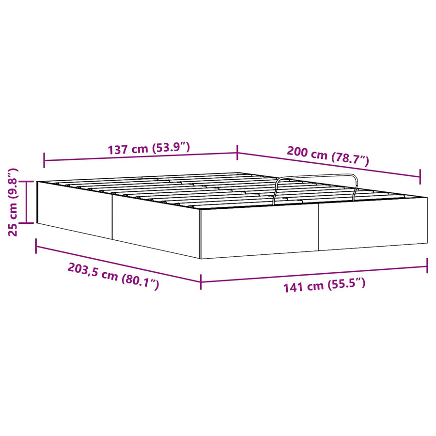 Ottoman Bedframe met Opslag Naturel 140 x 200 cm