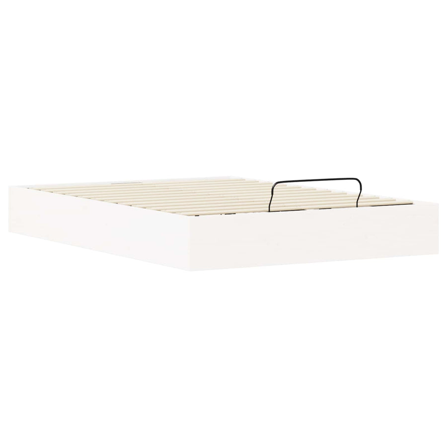 Ottoman Bedframe met Opslag Wit 150 x 200 cm Massief grenenhout