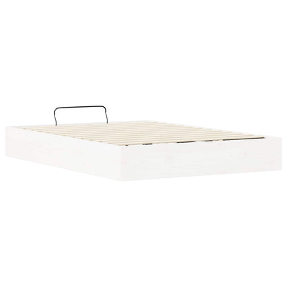 Ottoman Bedframe met Opslag Wit 150 x 200 cm Massief grenenhout