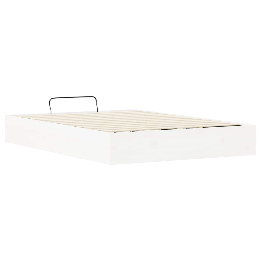 Ottoman Bedframe met Opslag Wit 150 x 200 cm Massief grenenhout