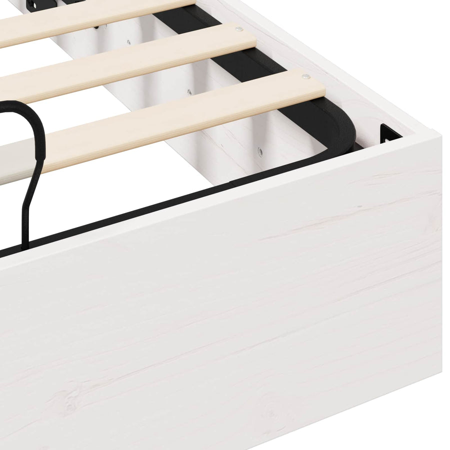 Ottoman Bedframe met Opslag Wit 160 x 200 cm Massief grenenhout