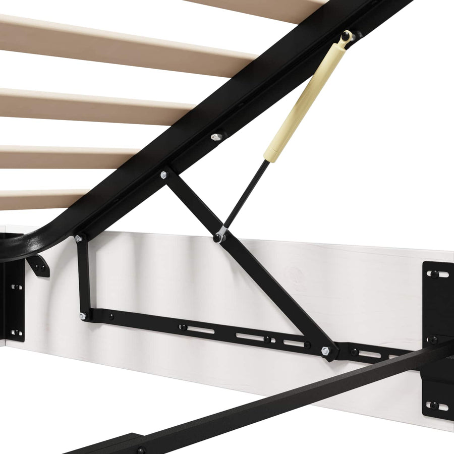 Ottoman Bedframe met Opslag Wit 160 x 200 cm Massief grenenhout