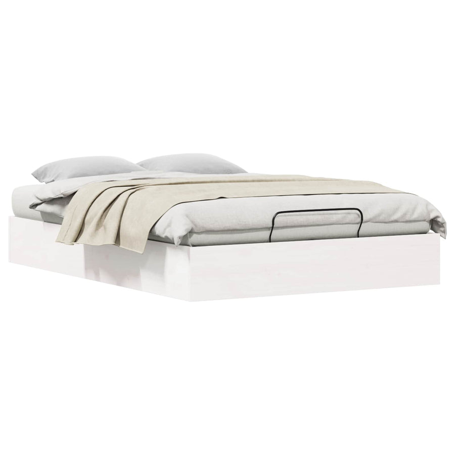 Ottoman Bedframe met Opslag Wit 160 x 200 cm Massief grenenhout