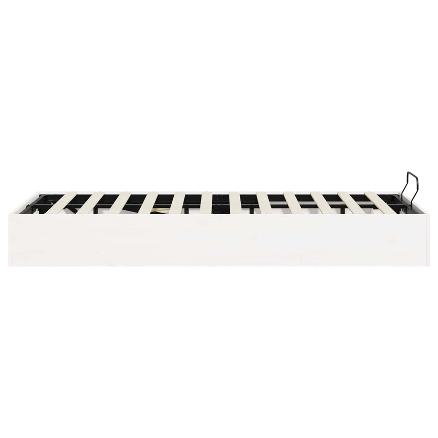 Ottoman Bedframe met Opslag Wit 160 x 200 cm Massief grenenhout