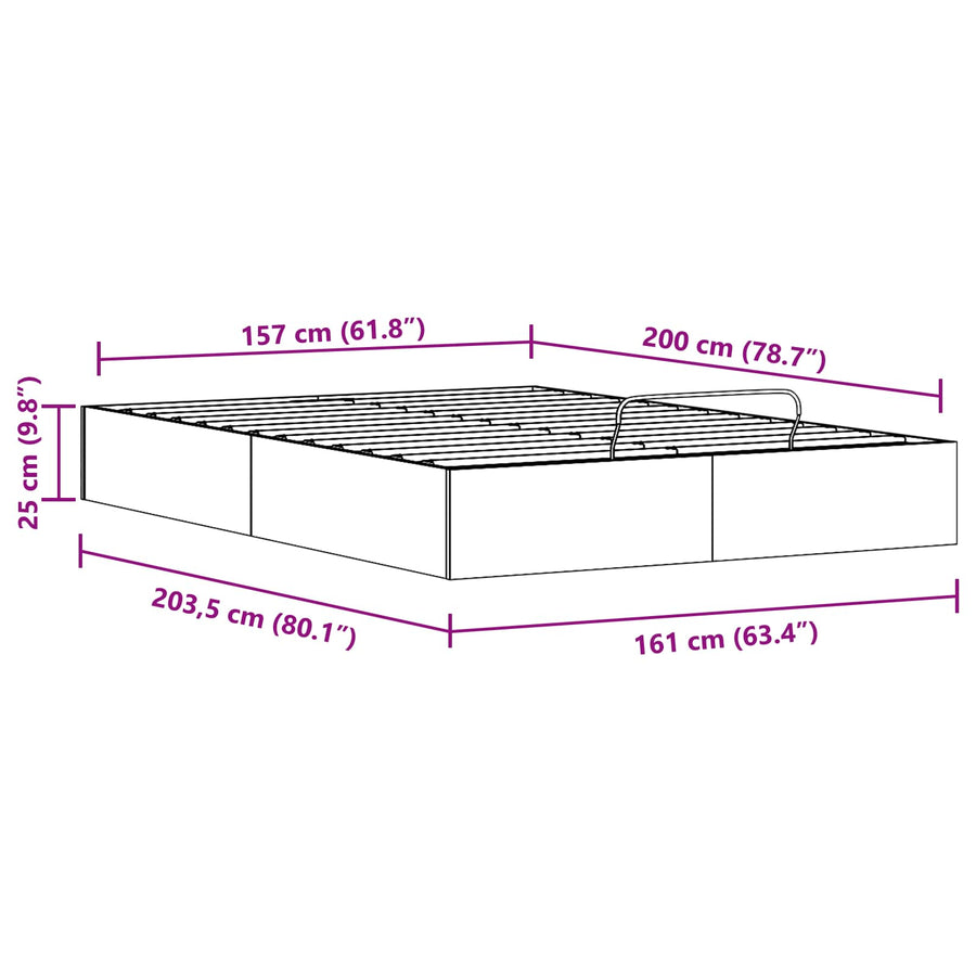 Ottoman Bedframe met Opslag Wit 160 x 200 cm Massief grenenhout