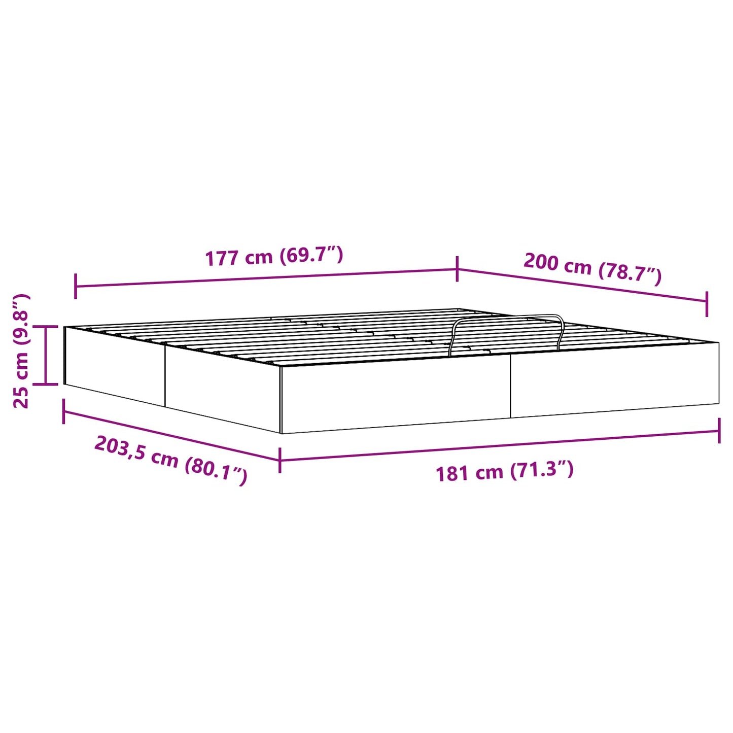 Ottoman Bedframe met Opslag Naturel 180 x 200 cm