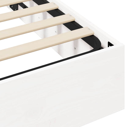 Ottoman Bedframe met Opslag Wit 200 x 200 cm Massief grenenhout
