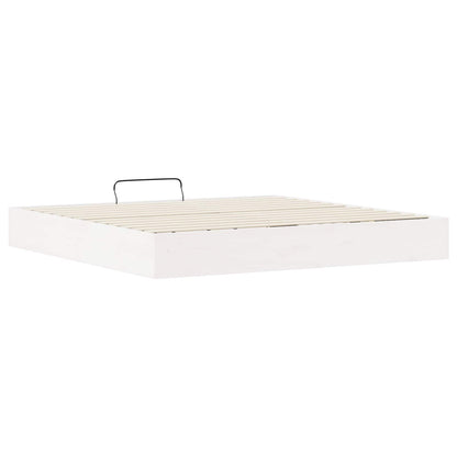 Ottoman Bedframe met Opslag Wit 200 x 200 cm Massief grenenhout