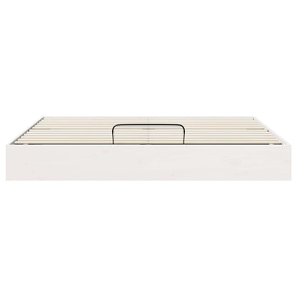 Ottoman Bedframe met Opslag Wit 200 x 200 cm Massief grenenhout