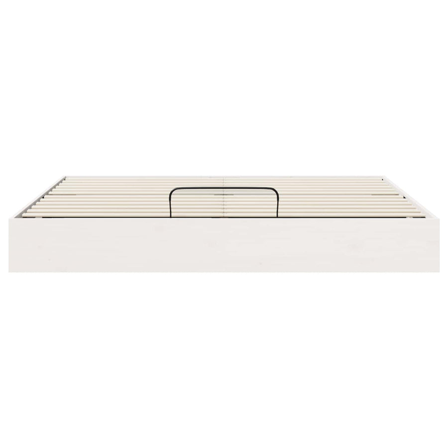 Ottoman Bedframe met Opslag Wit 200 x 200 cm Massief grenenhout