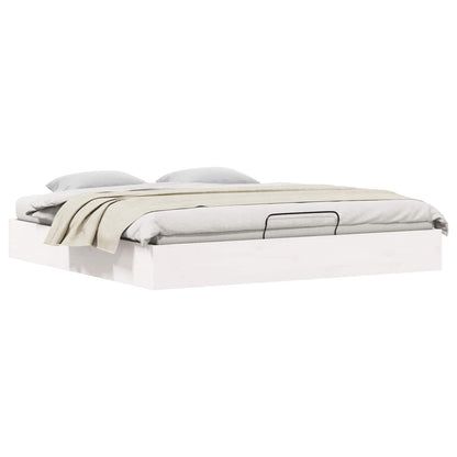 Ottoman Bedframe met Opslag Wit 200 x 200 cm Massief grenenhout
