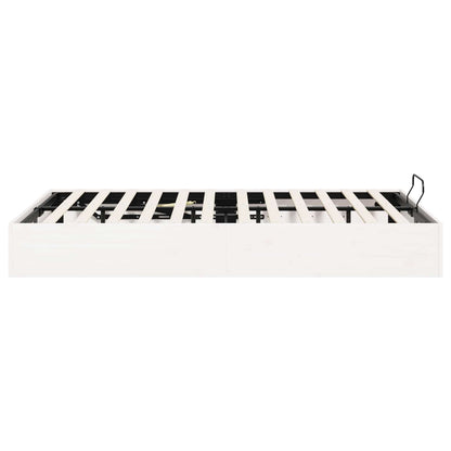 Ottoman Bedframe met Opslag Wit 200 x 200 cm Massief grenenhout