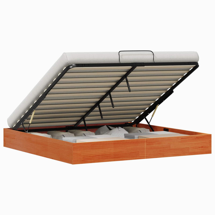 Ottoman Bedframe met Opslag Wasbruin 200 x 200 cm