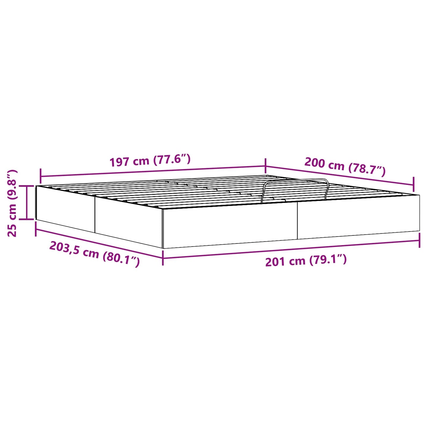 Ottoman Bedframe met Opslag Wasbruin 200 x 200 cm
