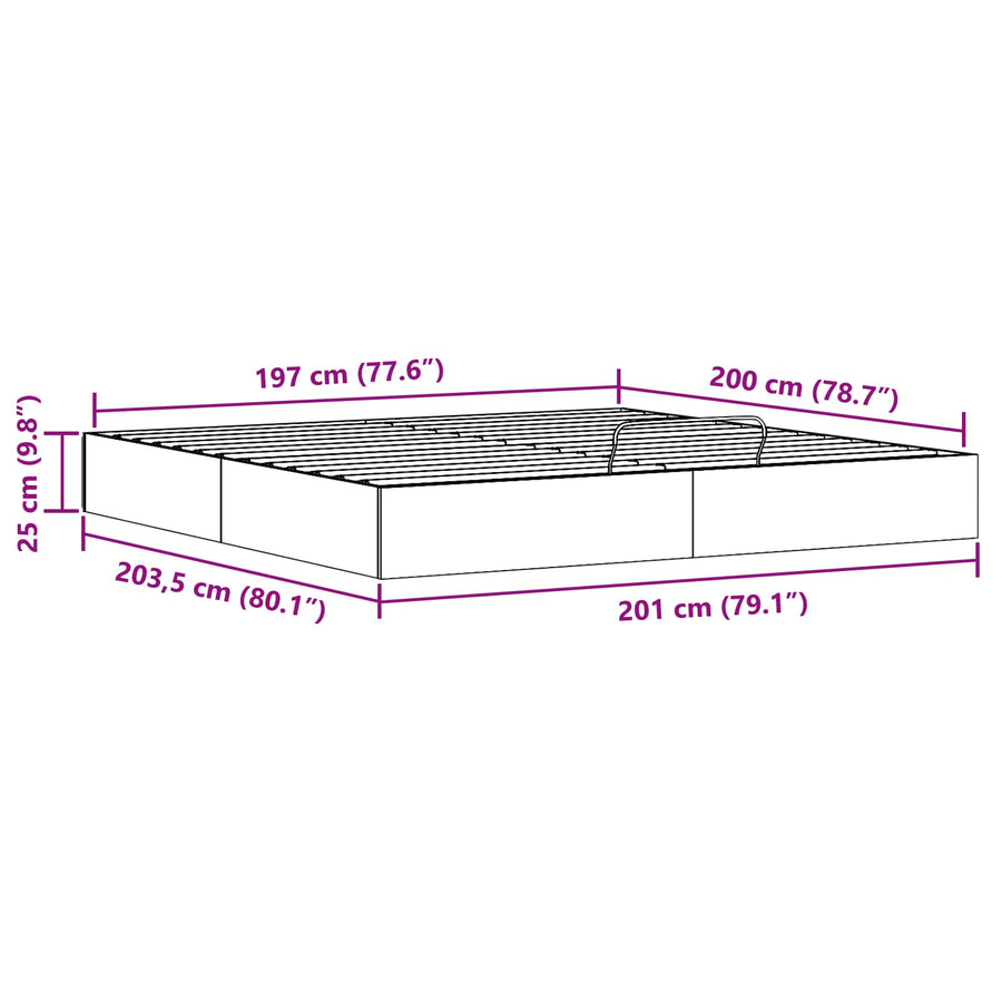 Ottoman Bedframe met Opslag Wasbruin 200 x 200 cm