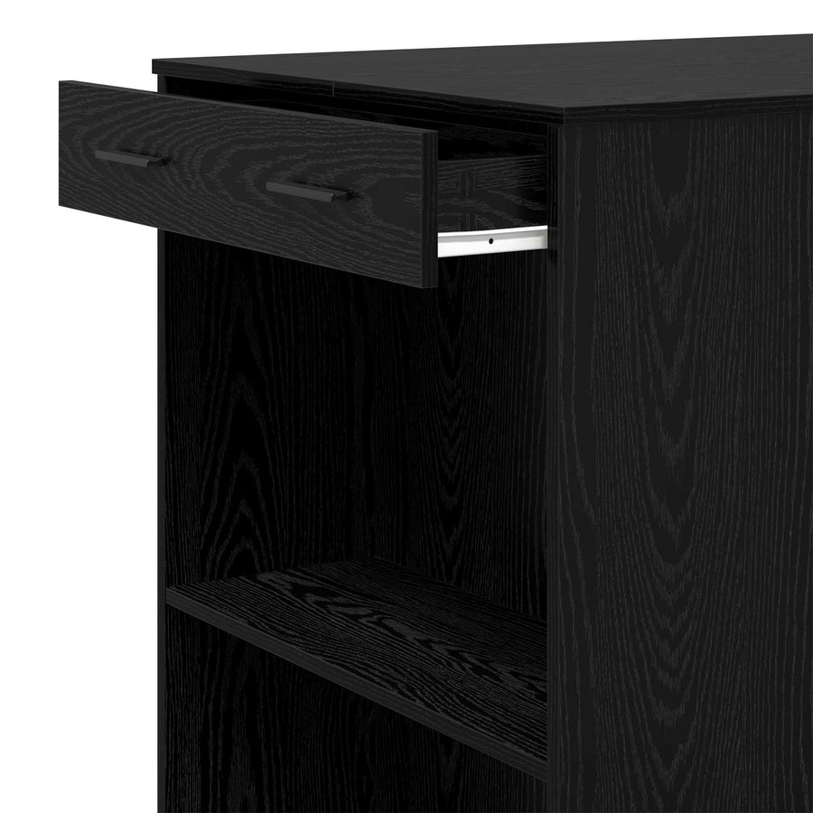 Bartafel met lade Zwart Eiken 102 x 70 x 103,5 cm Bewerkt hout