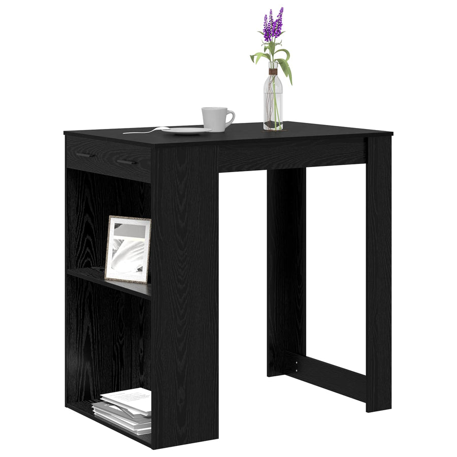 Bartafel met lade Zwart Eiken 102 x 70 x 103,5 cm Bewerkt hout