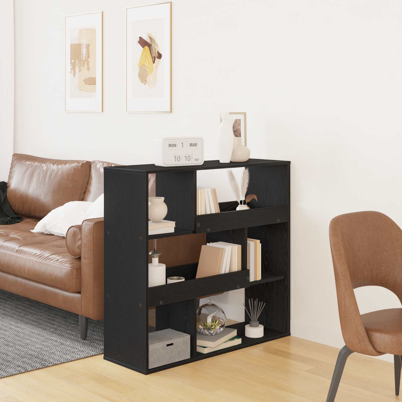 Boekenplank Zwart Eiken 100 x 33 x 94,5 cm Bewerkt hout