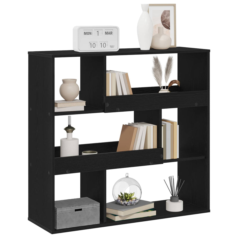 Boekenplank Zwart Eiken 100 x 33 x 94,5 cm Bewerkt hout