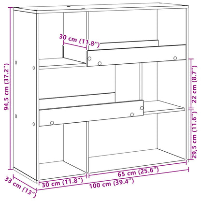 Boekenplank Zwart Eiken 100 x 33 x 94,5 cm Bewerkt hout