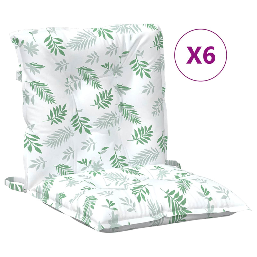 Lowback Stoelkussen Blad 6 pcs Wit 100 x 50 x 7 cm oxford