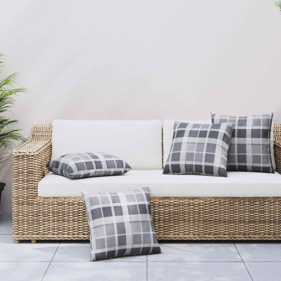 Buiten Kussen Geruit 4 pcs Grijs Ruit 60 x 60 cm Stof