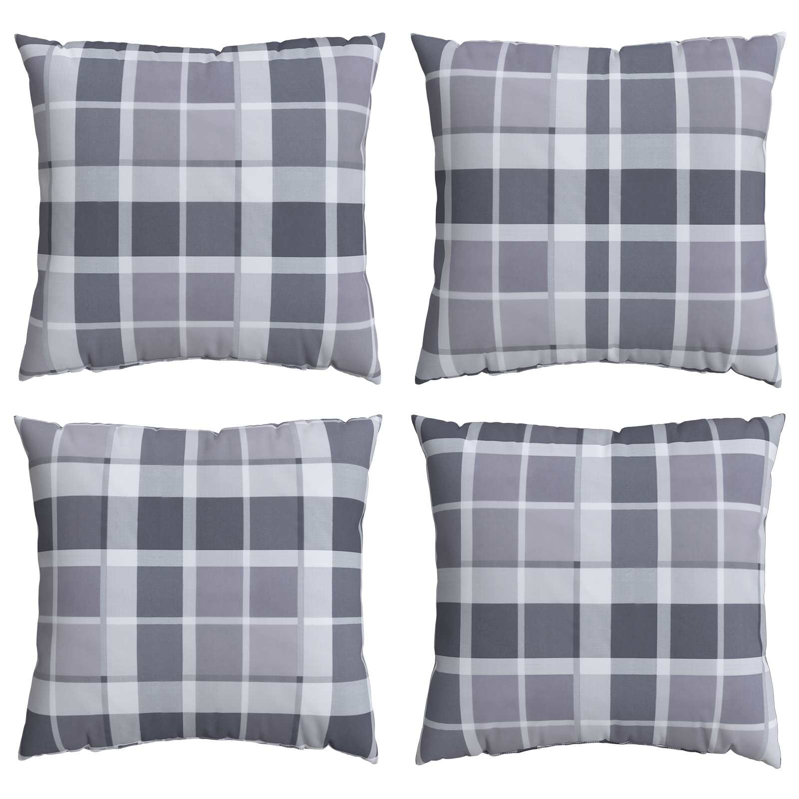 Buiten Kussen Geruit 4 pcs Grijs Ruit 60 x 60 cm Stof
