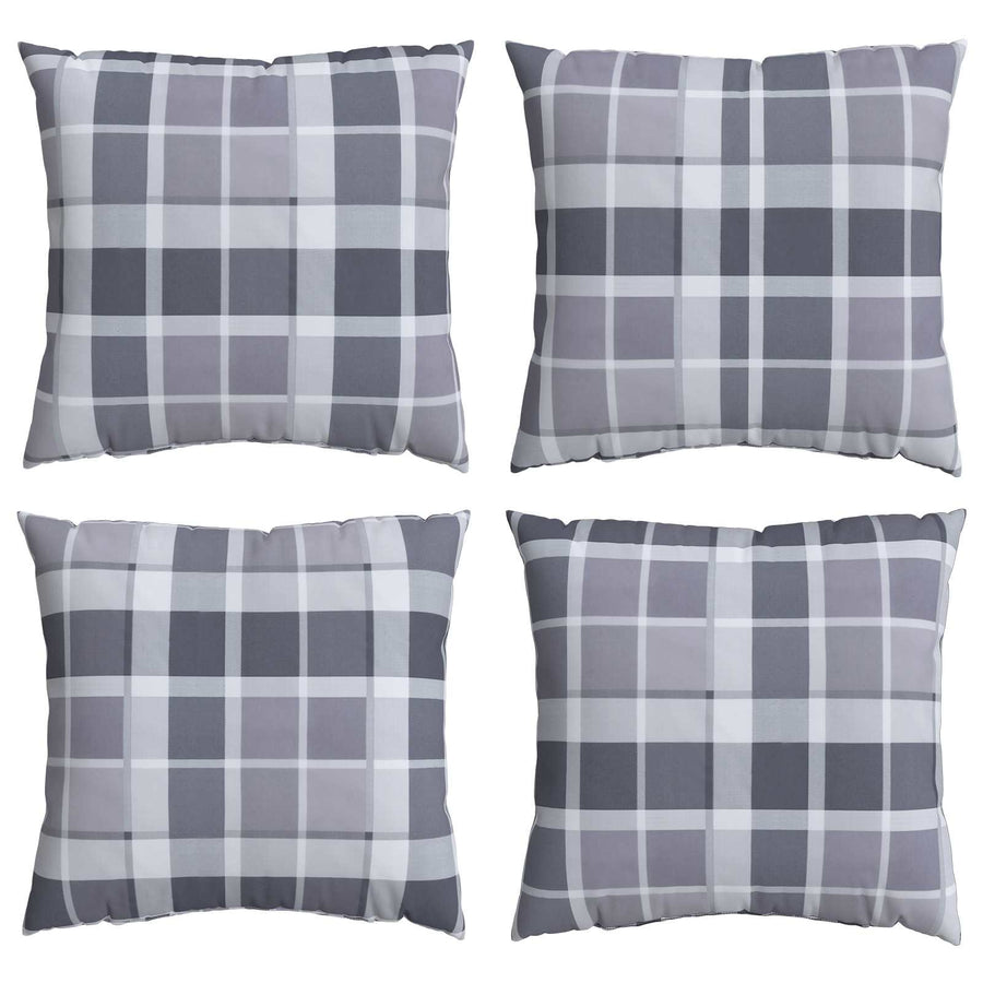 Buiten Kussen Geruit 4 pcs Grijs Ruit 60 x 60 cm Stof