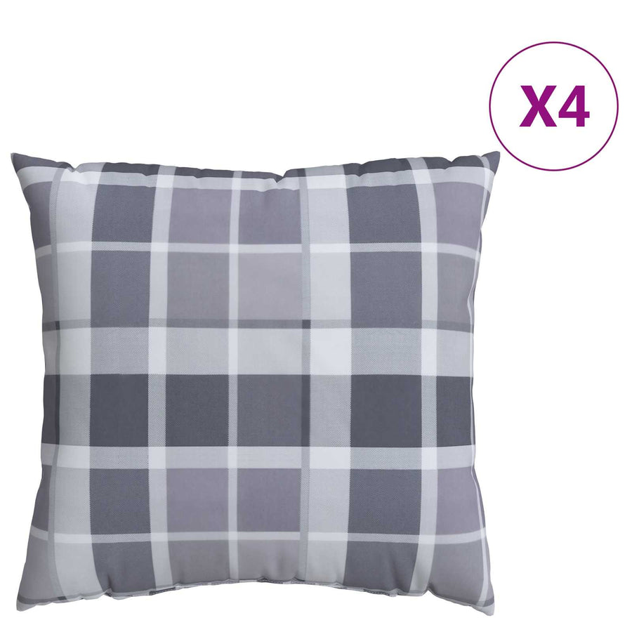 Buiten Kussen Geruit 4 pcs Grijs Ruit 60 x 60 cm Stof