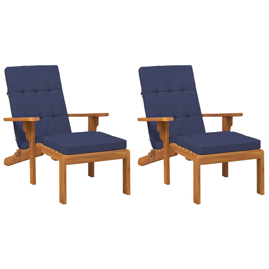 Buiten Kussen 2 pcs Marineblauw 180 x 55 x 7 cm Stof