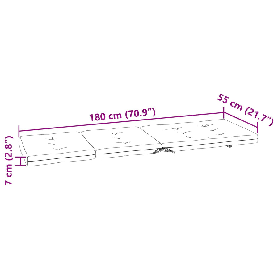 Buiten Kussen 2 pcs Marineblauw 180 x 55 x 7 cm Stof