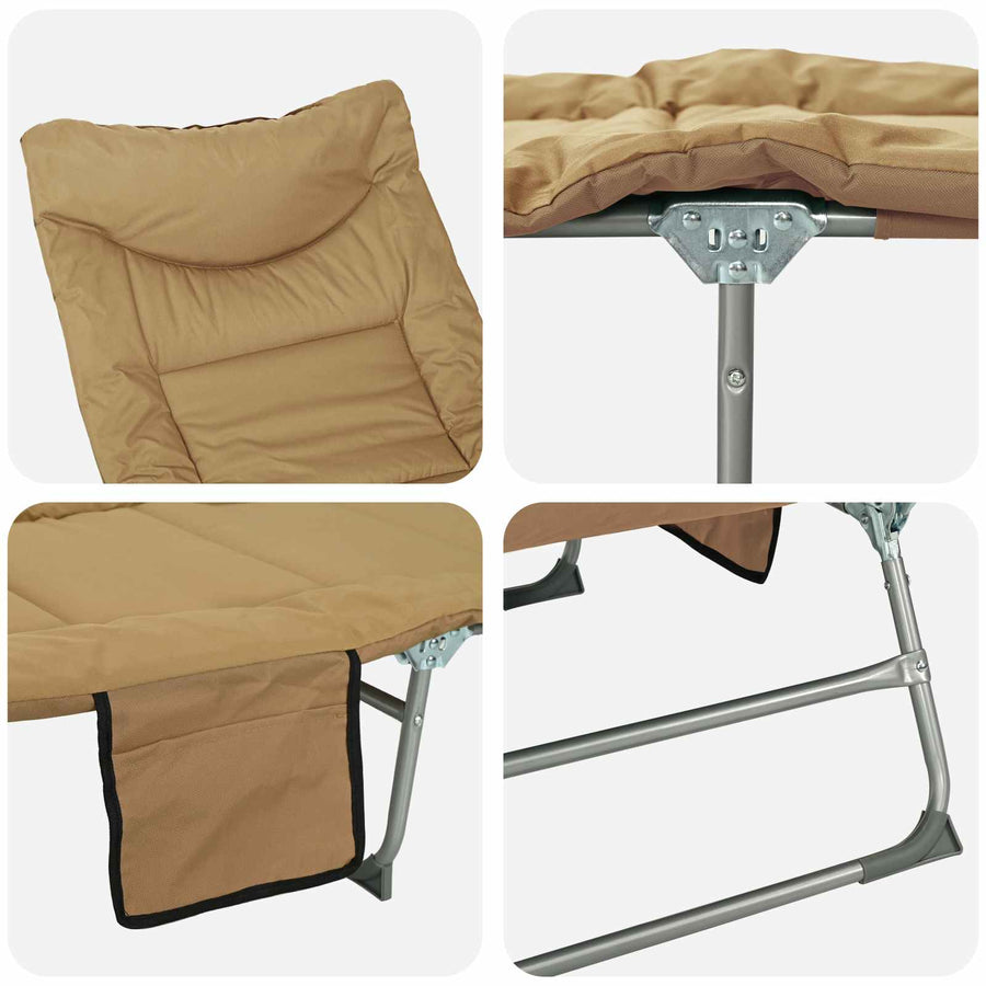 Opvouwbare zonnebed met kussen Beige