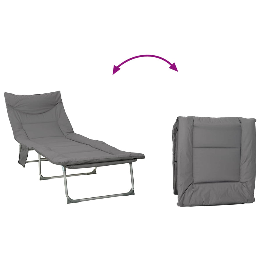 Opvouwbare zonnebed met kussen Antracietkleurig