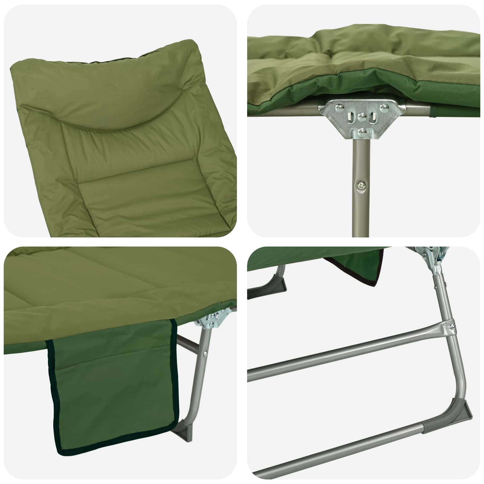 Opvouwbare zonnebed met kussen 2 pcs Donkergroen