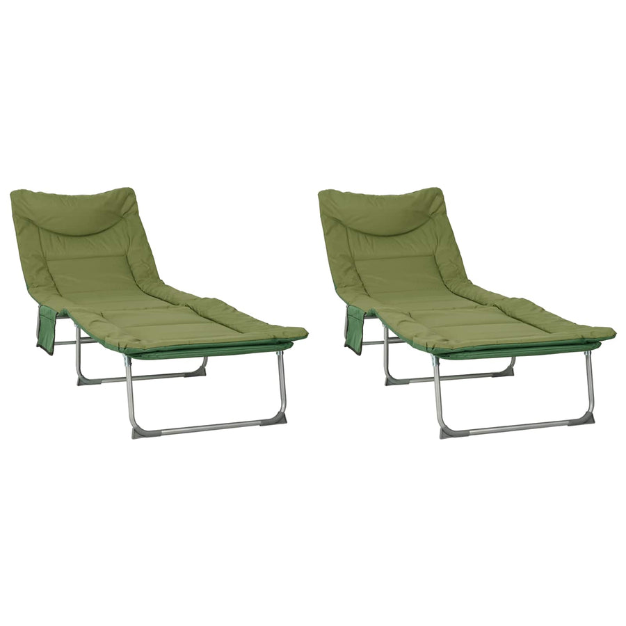 Opvouwbare zonnebed met kussen 2 pcs Donkergroen