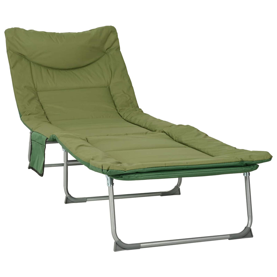 Opvouwbare zonnebed met kussen 2 pcs Donkergroen
