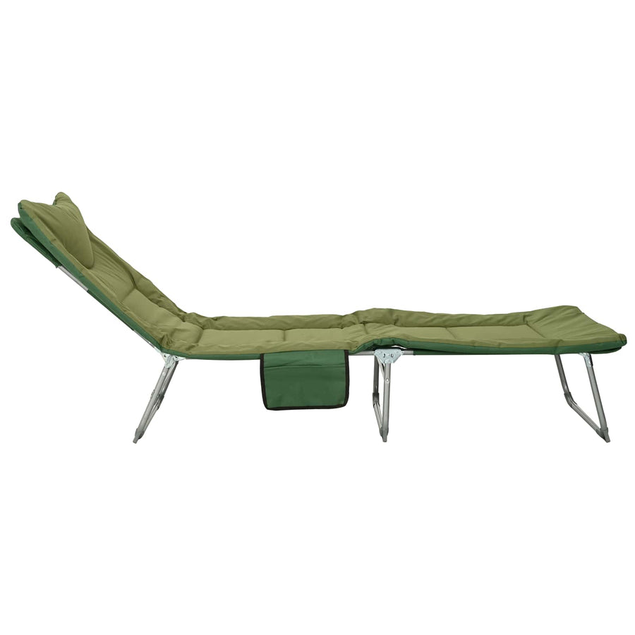 Opvouwbare zonnebed met kussen 2 pcs Donkergroen