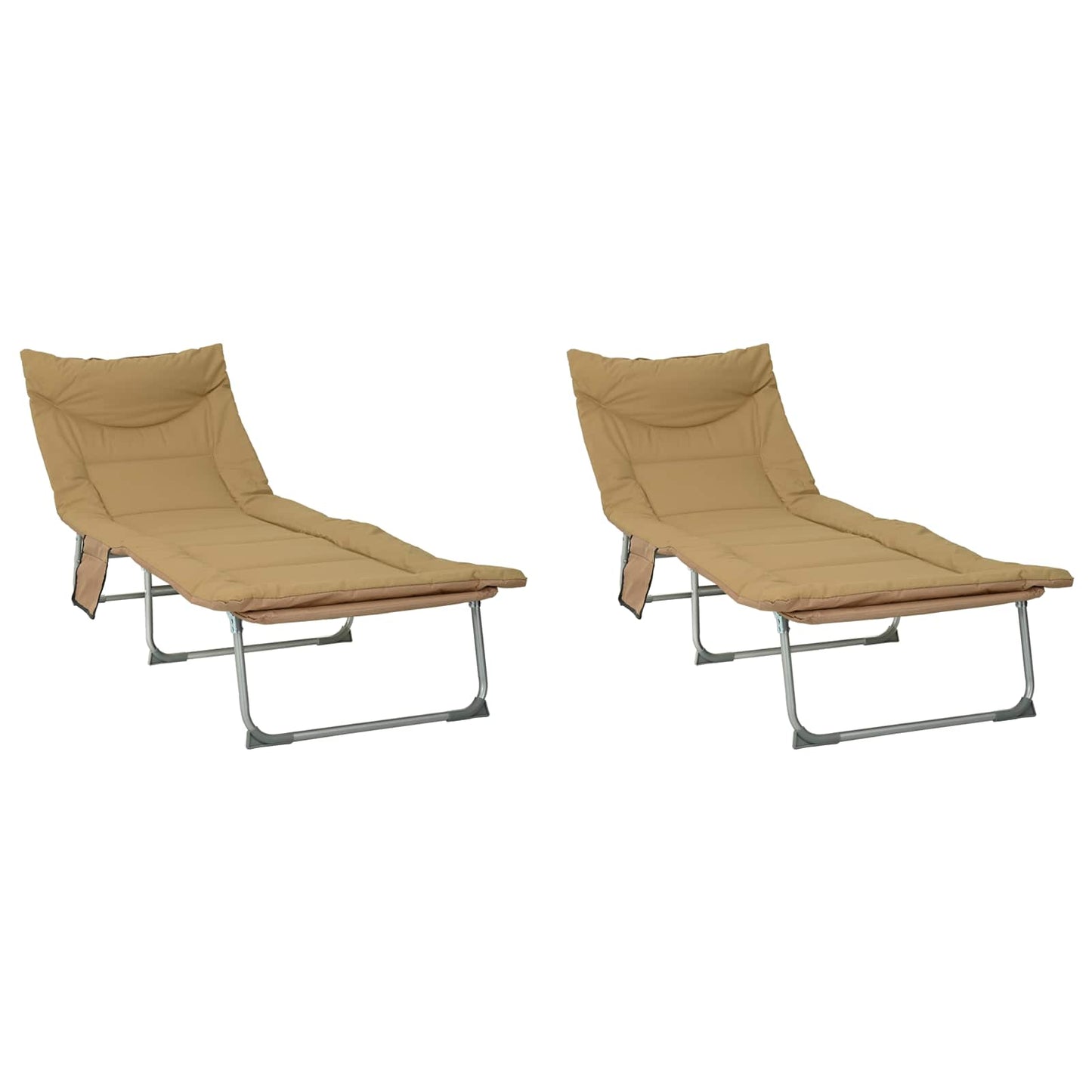 Opvouwbare zonnebed met kussen 2 pcs Beige
