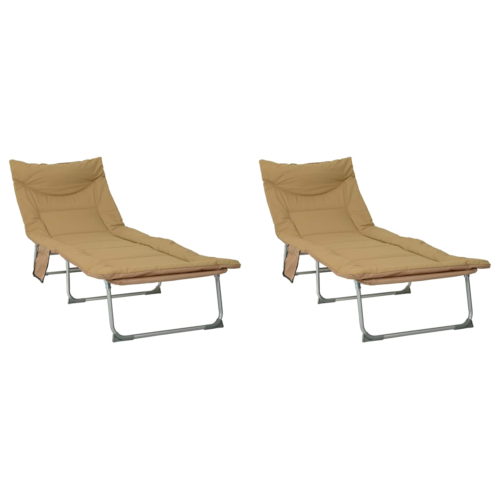 Opvouwbare zonnebed met kussen 2 pcs Beige