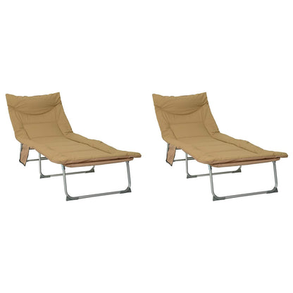 Opvouwbare zonnebed met kussen 2 pcs Beige