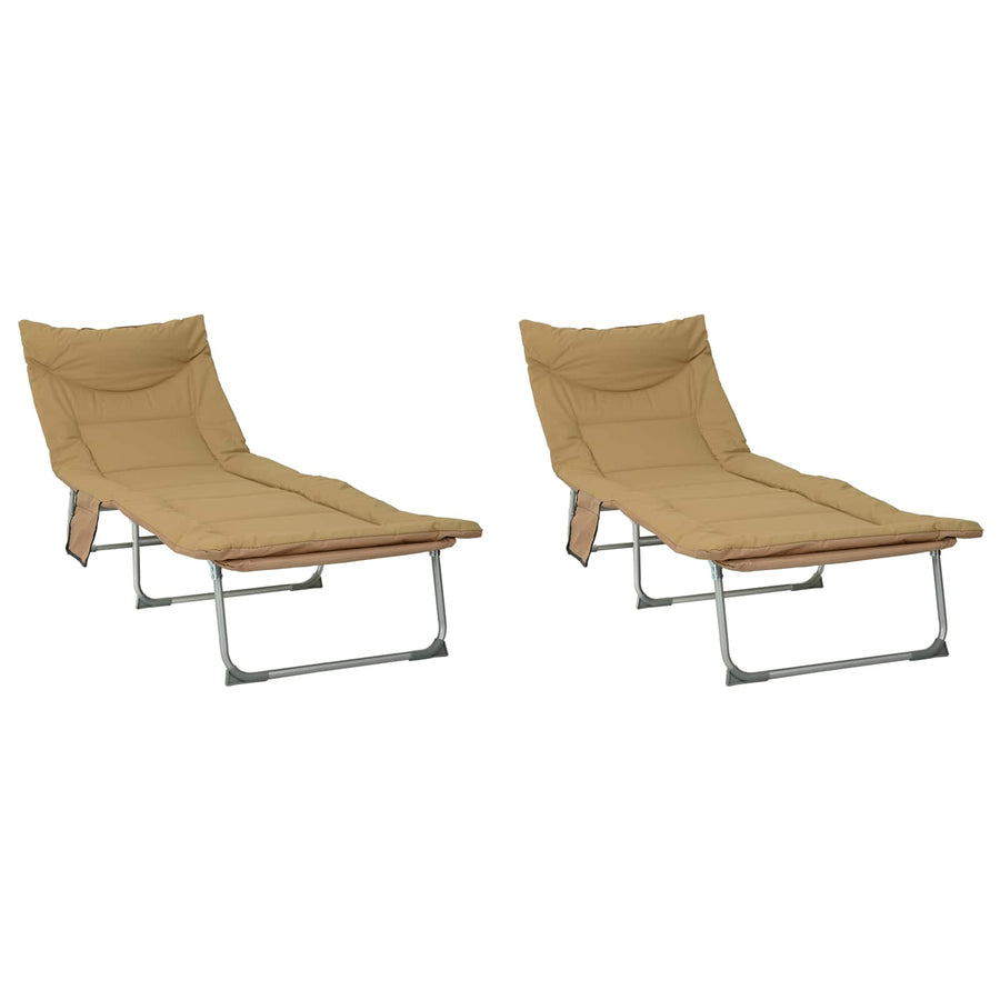 Opvouwbare zonnebed met kussen 2 pcs Beige